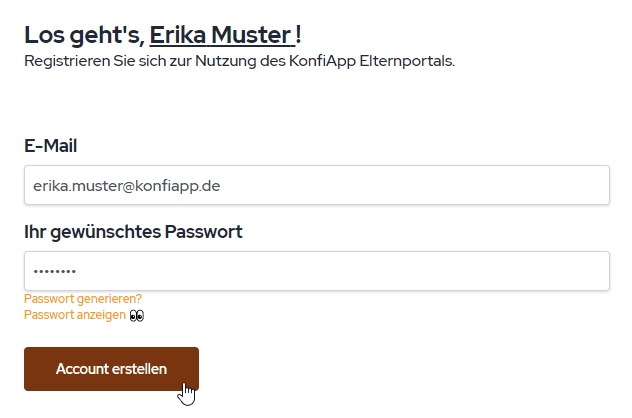 Zugangsdaten festlegen