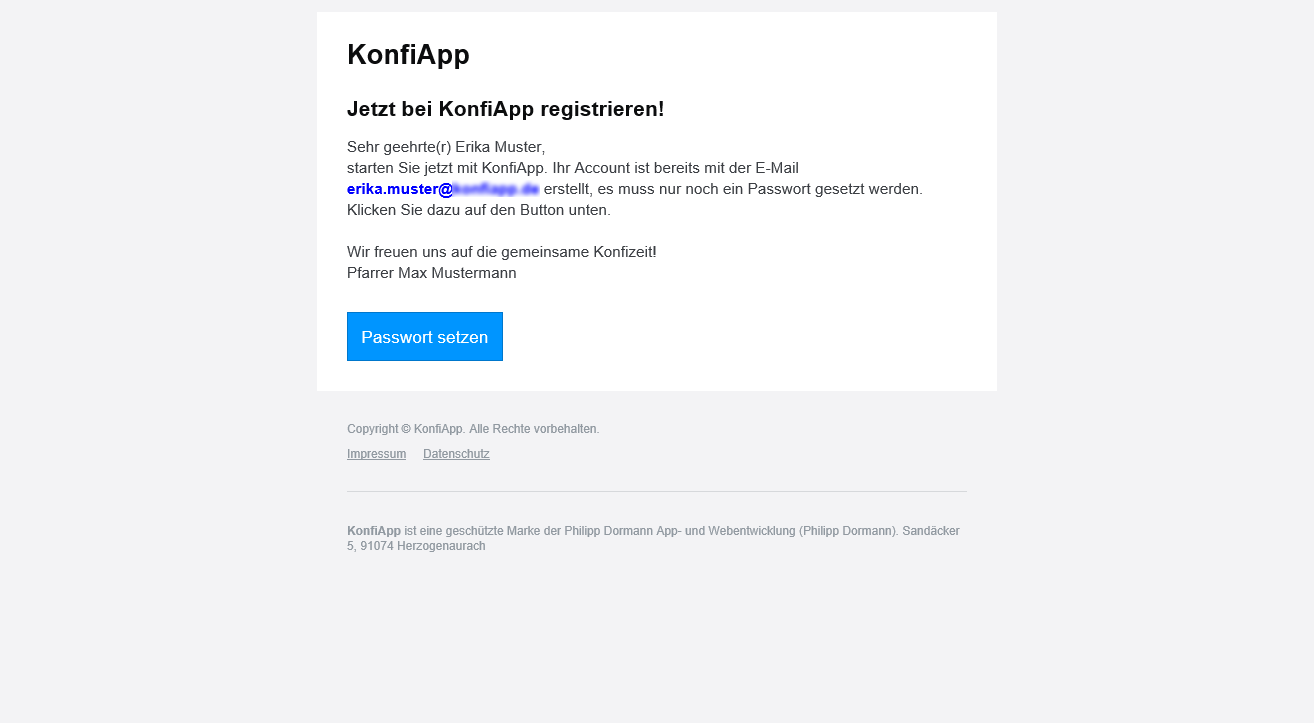 E-Mail Eltern Registrierung