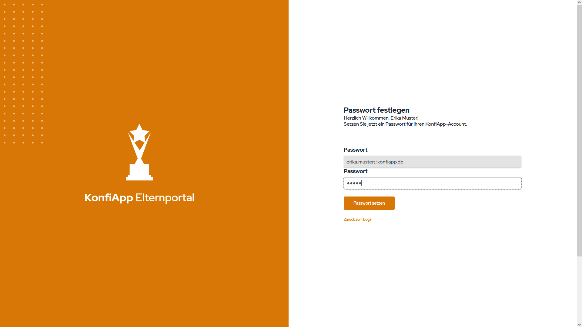 E-Mail Eltern Registrierung - Passwort ausfüllen
