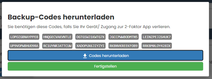 Übersicht 2FA