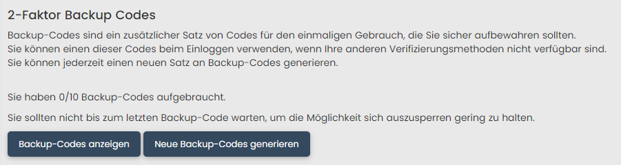 Übersicht 2FA