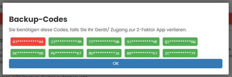Übersicht 2FA