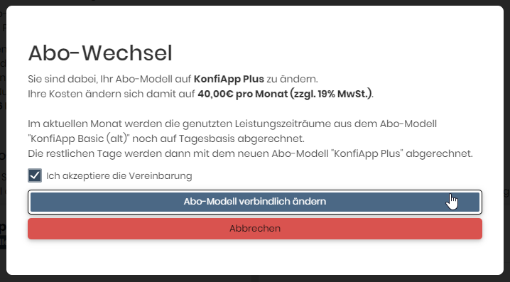 Modell ändern Dialog