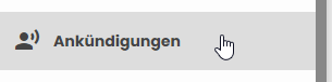Verwaltung Seitenleiste - Menupunkt Ankündigungen
