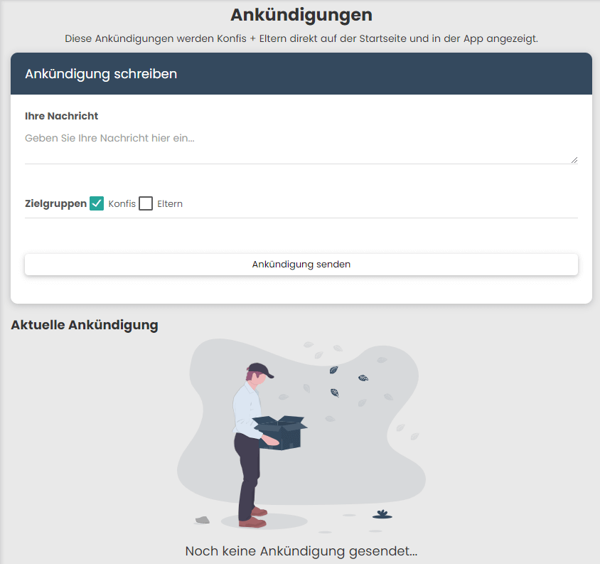 Ankündigung Übersicht