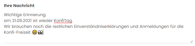 Ankündigung eingeben
