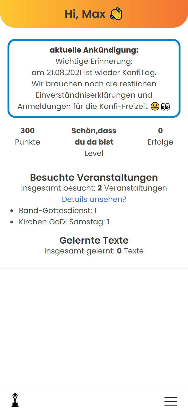 Ankündigung für Konfis