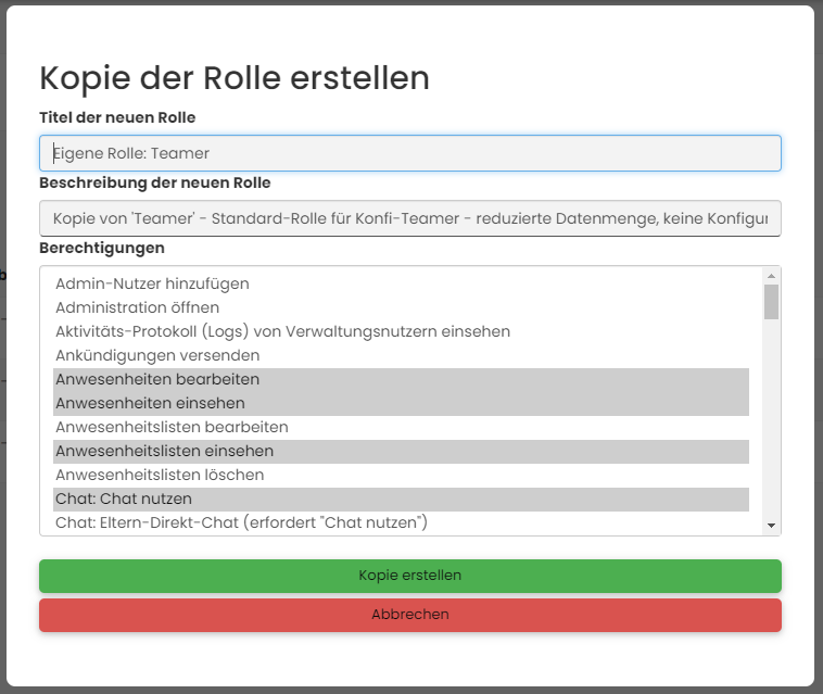 Kopie erstellen Dialog