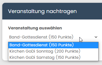 Veranstaltung auswählen