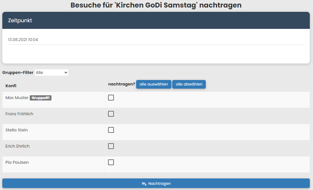 Veranstaltung nachtragen - Detailansicht
