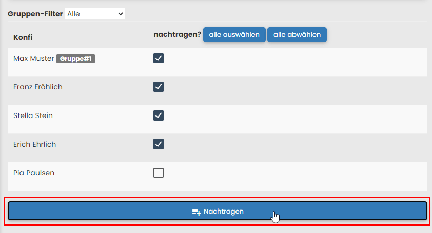 Nachtragen Button
