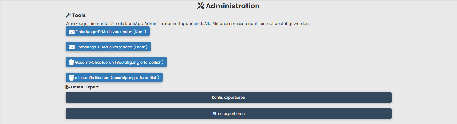 Konfi Übersicht Eltern hinzufügen Button