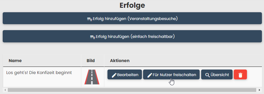 Erfolg Freischalten Button