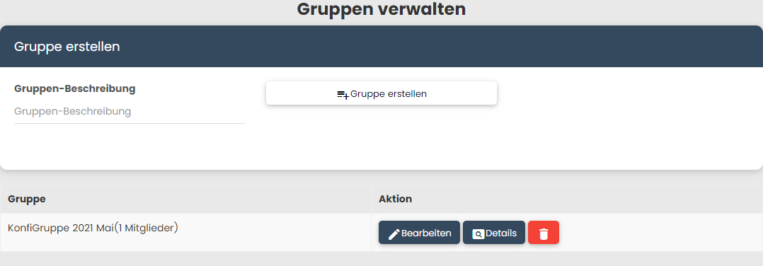 Gruppe wurde angelegt