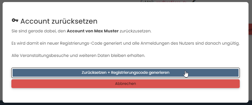 Account-Reset bestätigen