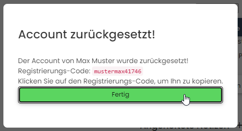 Account-Reset versendet
