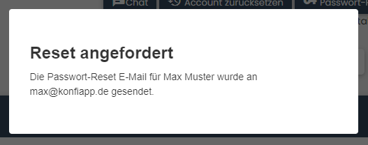 Passwort-Reset versendet