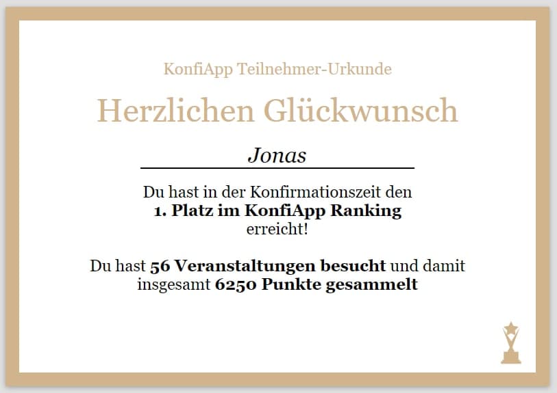Konfi-Urkunden Beispiel