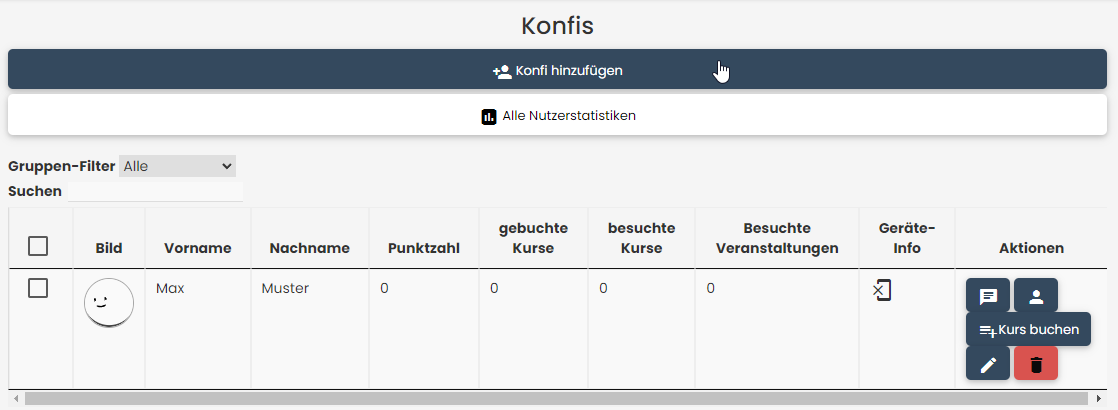 Konfi-Übersicht: Konfi hinzufügen