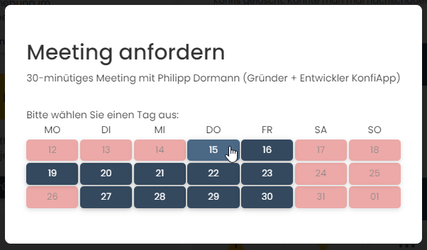 Meeting buchen: Tag auswählen