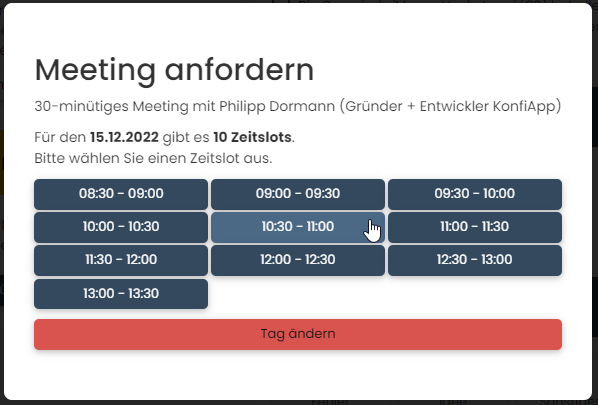 Meeting buchen: Zeitslot auswählen