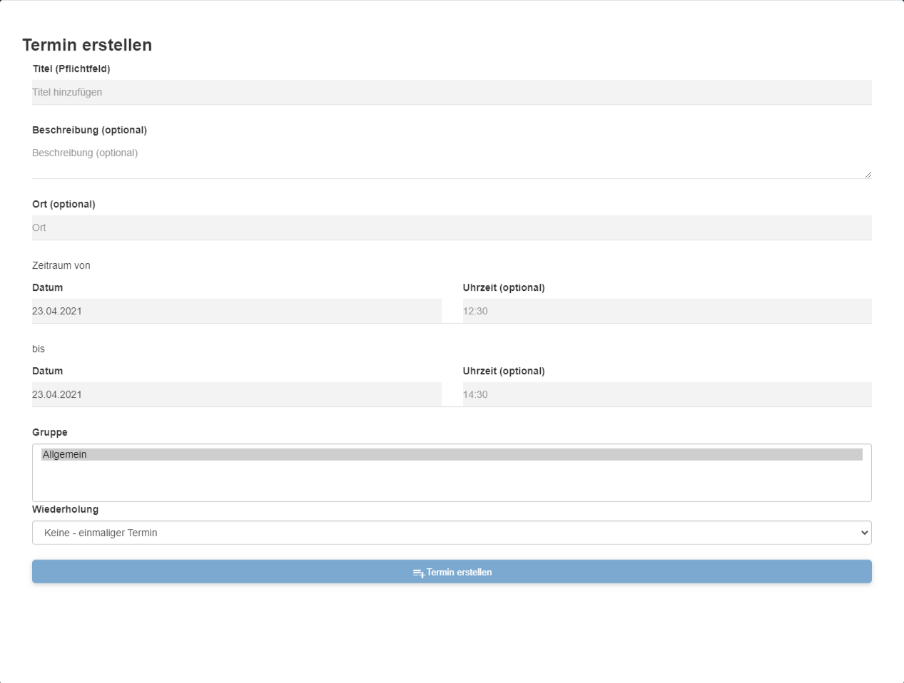 Termin erstellen