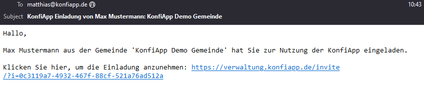 Einladungs E-Mail Mitarbeiter