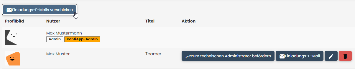 Nutzer einladen - Schritt 1