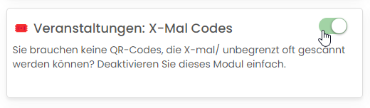 Modul aktivieren: Veranstaltungen