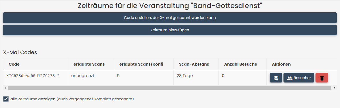Zeitraum Übersicht
