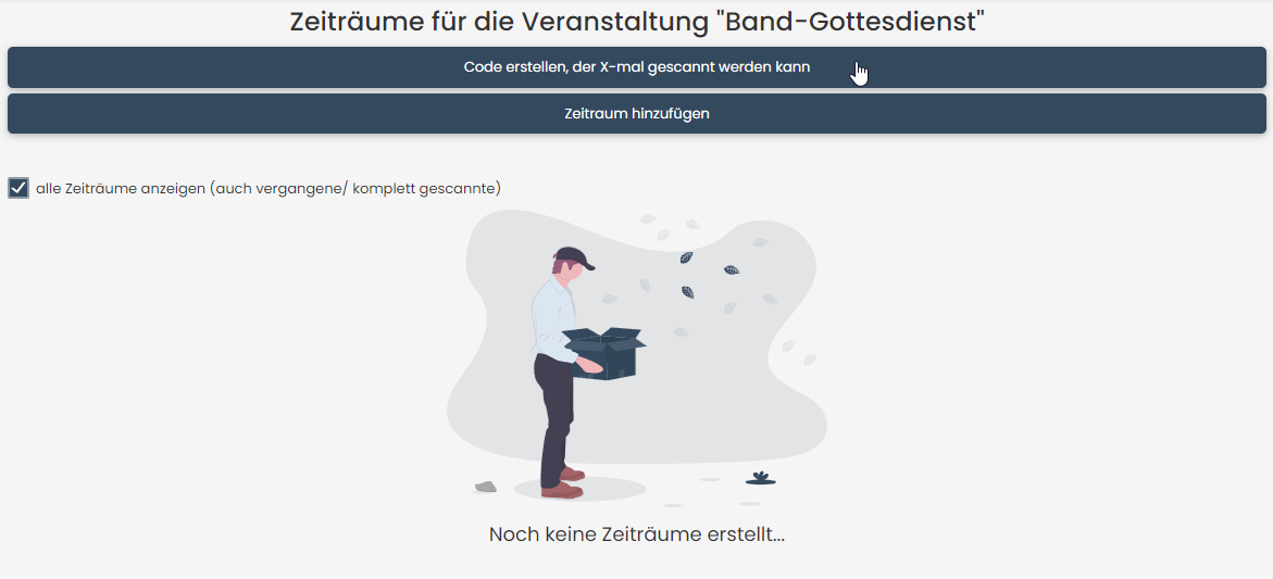 Zeiträume Übersicht leer